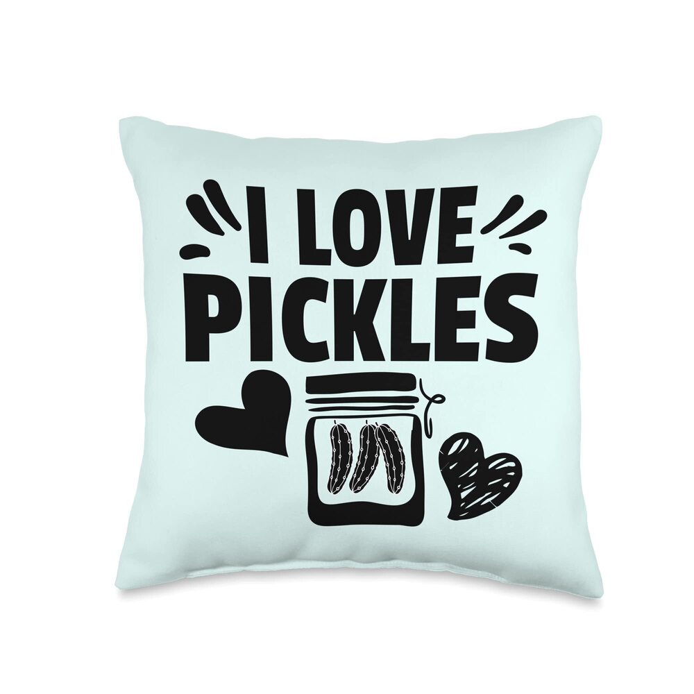 2713 I Love Pickles With Pickled Cucumber In A Jar Design Throw Pillow